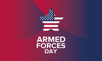 Armed Forces Day in May. Holiday celebrated annual in United States. Special tribute to the men and women of the Armed Forces. Poster, card, banner and background. Vector illustration