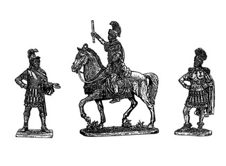 Roman officers illustration. Set of 3 roman soldiers. Roman legatus, tribune and officer.