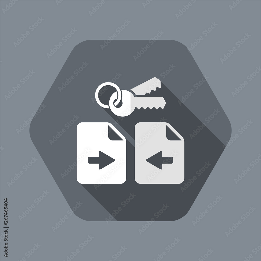 Poster secure data transfer - flat minimal icon