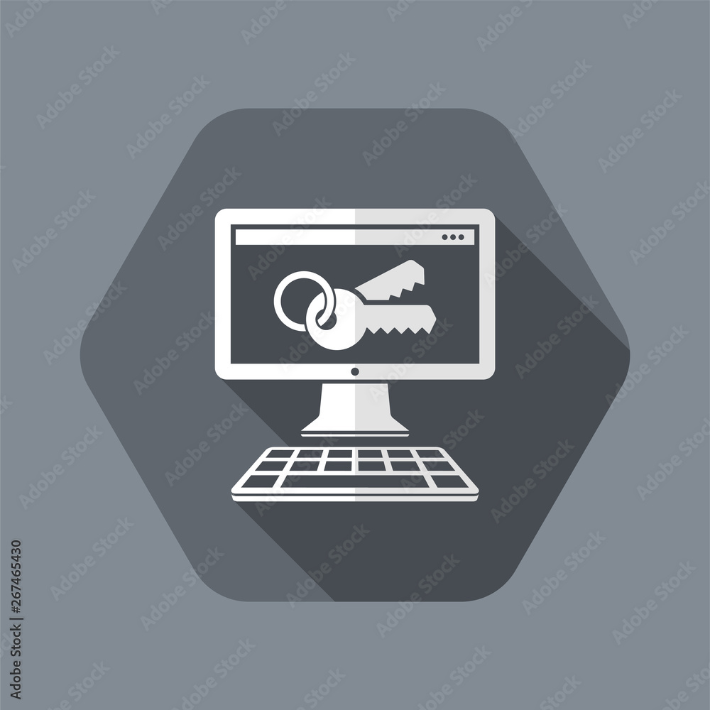 Poster computer password - flat minimal icon