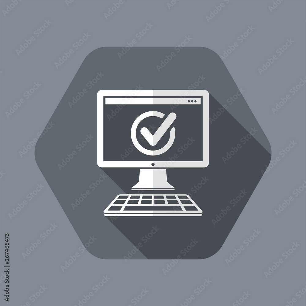 Poster check computer - flat minimal icon