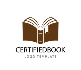book of knowledge with a certified ribbon on the cover vector logo design illustration