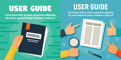 Modern user guide banner set. Flat illustration of modern user guide vector banner set for web design