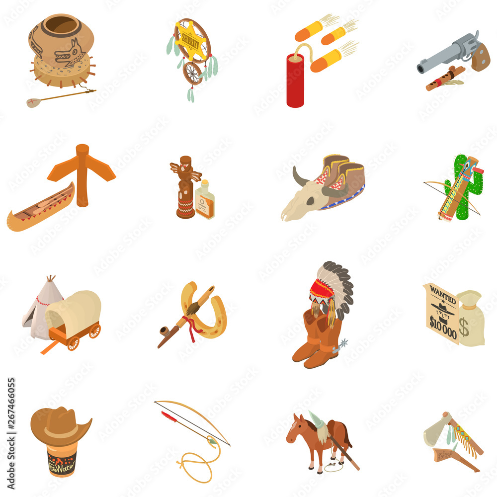 Poster icons set. isometric set of 16 vector icons for web isolated on white background