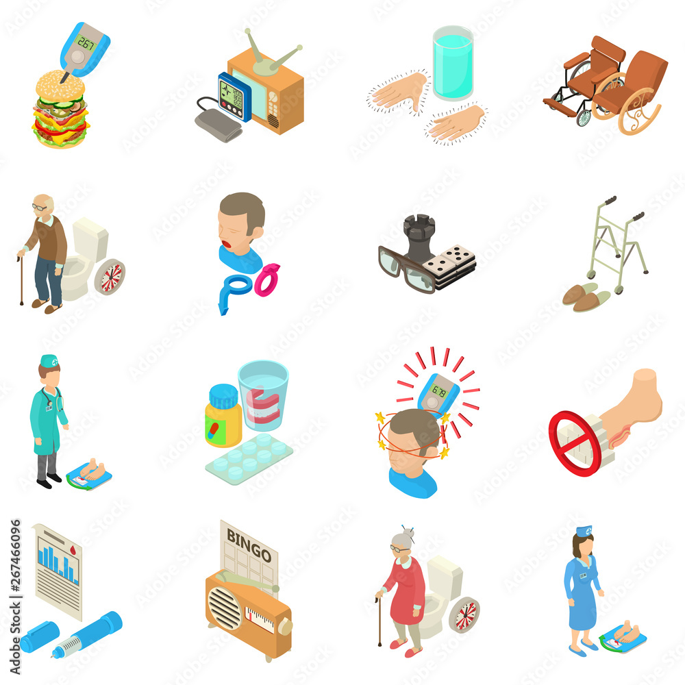 Aufkleber diabetic icons set. isometric set of 16 diabetic vector icons for web isolated on white background