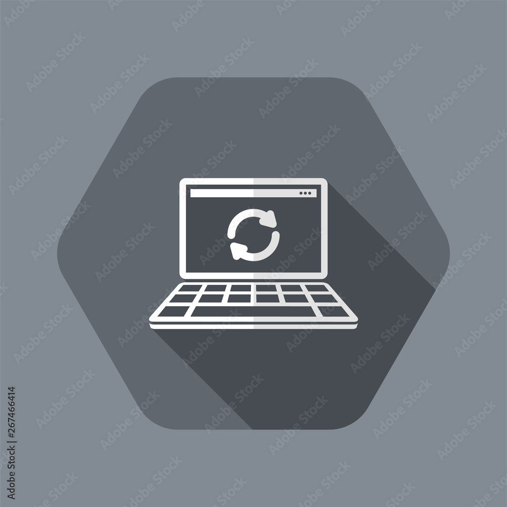 Poster refresh computer - vector flat minimal icon