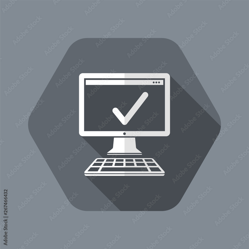 Poster check computer - vector flat minimal icon