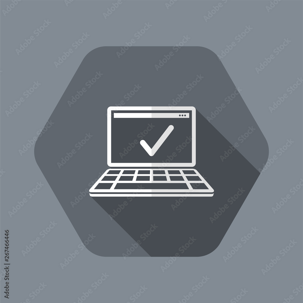 Poster check computer - vector flat minimal icon