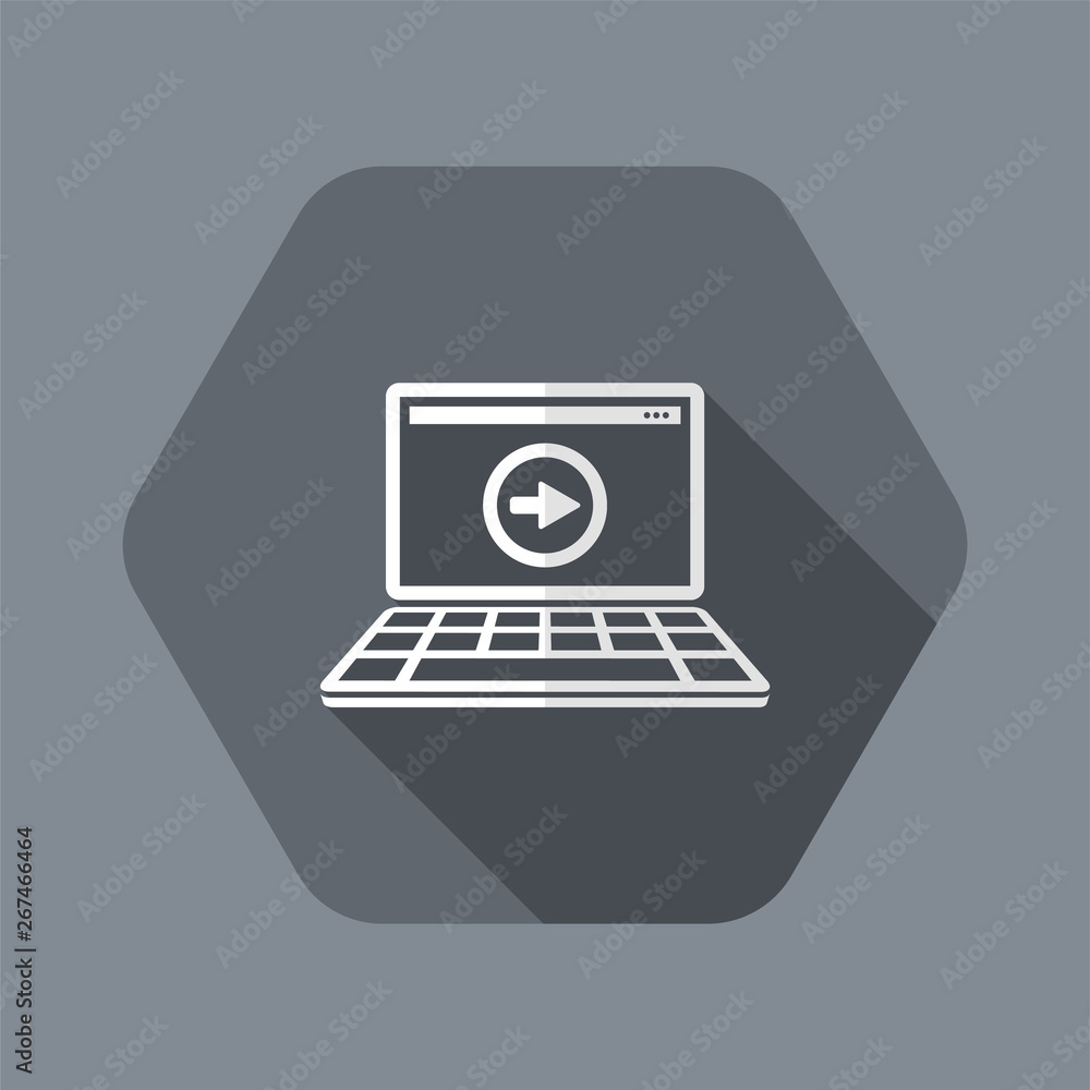 Poster computer and next symbol - vector flat minimal icon
