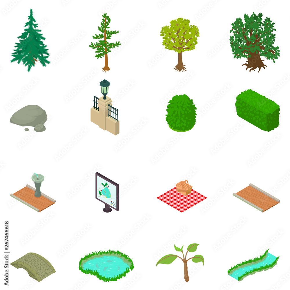 Poster reserve icons set. isometric set of 16 reserve vector icons for web isolated on white background