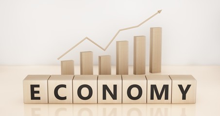 Business finance concept wooden cubes 3D render