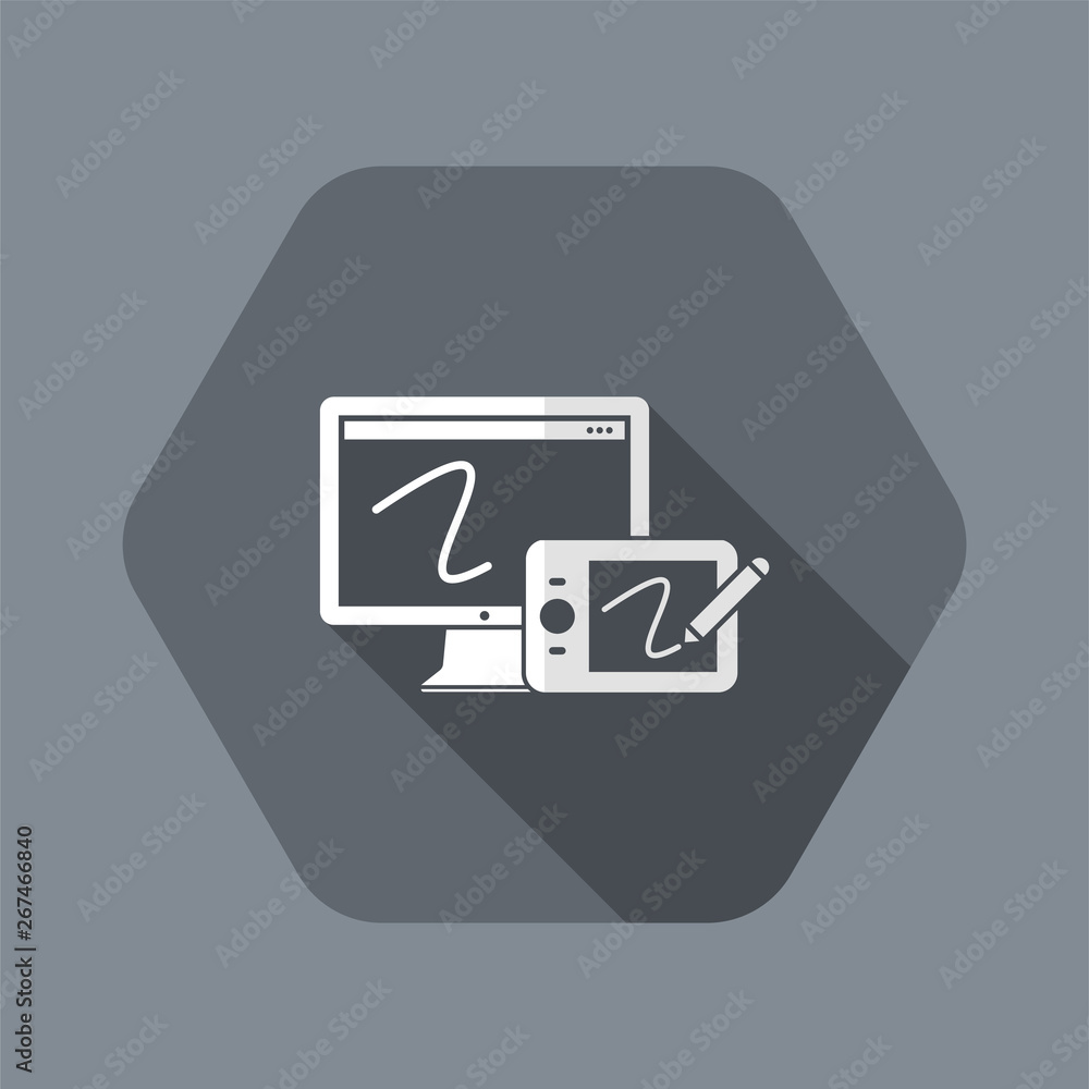 Poster graphic drawing tablet and application for design - vector flat minimal icon