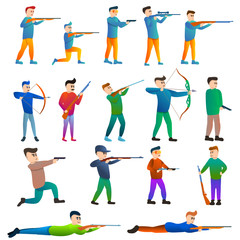 Fototapeta na wymiar Shooting sport icons set. Cartoon set of shooting sport vector icons for web design