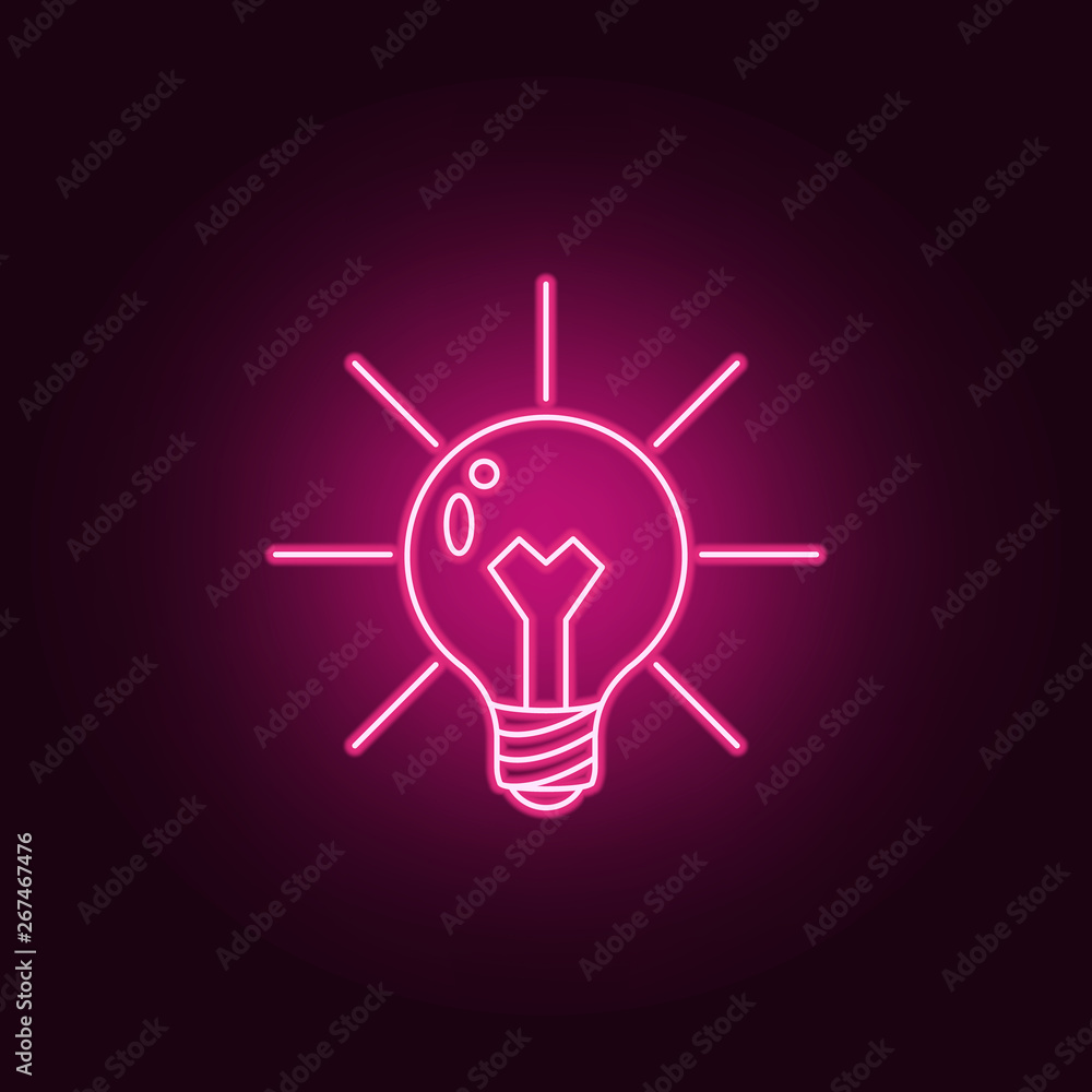 Poster light bulb and lighting neon icon. elements of idea set. simple icon for websites, web design, mobil