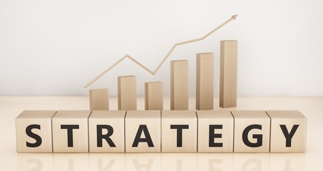 Business finance concept wooden cubes 3D render