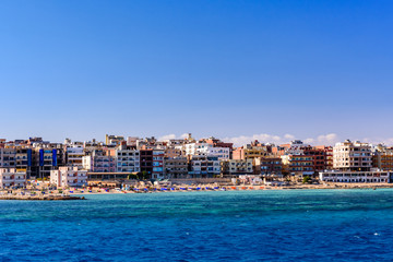 Obraz premium Panoramic view on Hurghada city from the Red sea