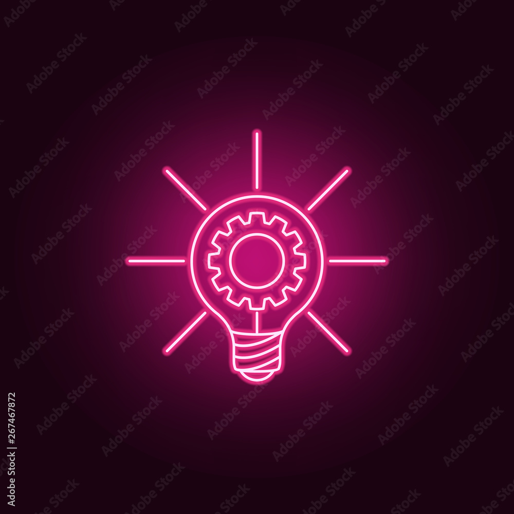 Poster light bulb and gear neon icon. elements of idea set. simple icon for websites, web design, mobile ap