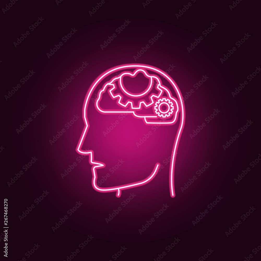 Poster mechanisms in the brain neon icon. elements of idea set. simple icon for websites, web design, mobil