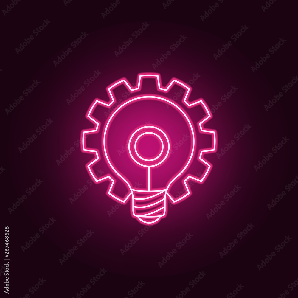 Poster light bulb and gear neon icon. elements of idea set. simple icon for websites, web design, mobile ap