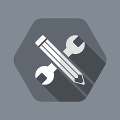 Wrench and pen - Design project - Vector web flat icon