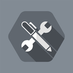 Wrench and pen - Design project - Vector web flat icon