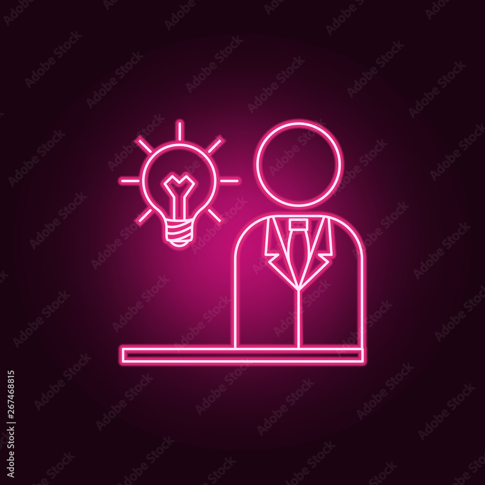 Aufkleber business man with a light bulb neon icon. elements of idea set. simple icon for websites, web design