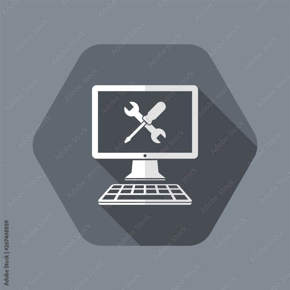 Poster computer technical support - vector icon