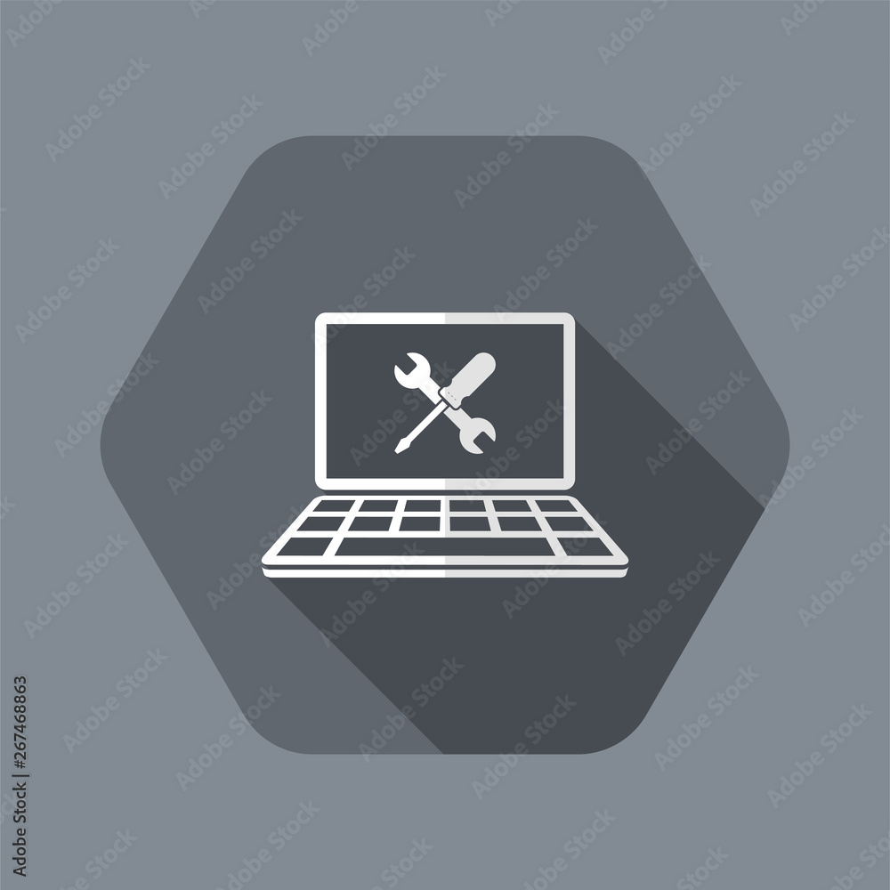 Poster computer technical support - vector icon