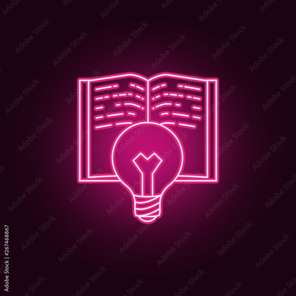 Aufkleber book and lightbulb neon icon. elements of idea set. simple icon for websites, web design, mobile app