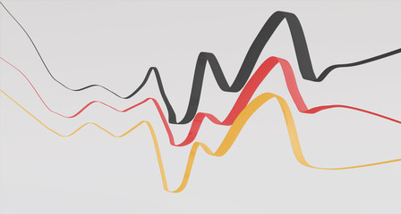 Naklejka premium Abstract lines. Curved wavy lines.Germany Flag colors- 3D render