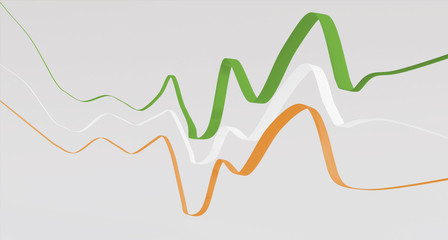 Abstract lines. Curved wavy lines. Ireland Flag colors- 3D render