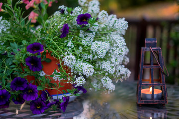 Momento de relax. Vela y flores