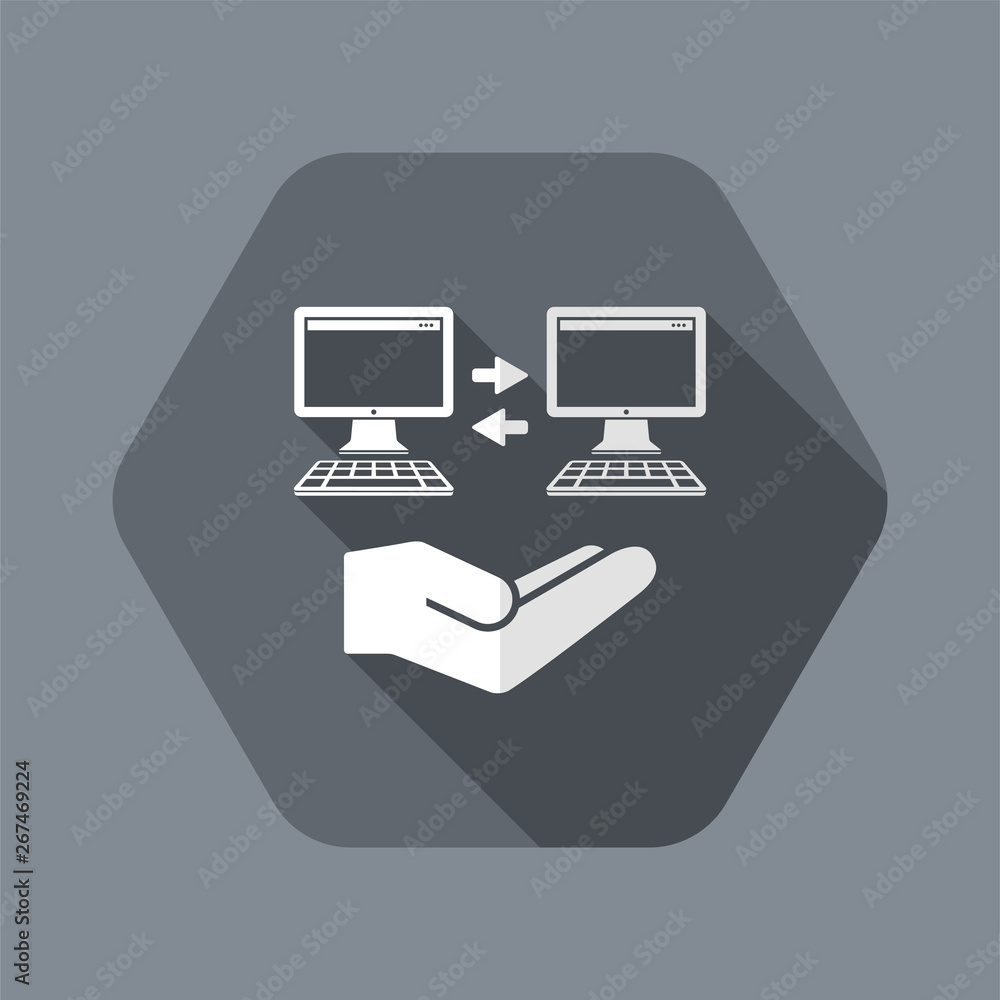 Poster service offer - computer synchronization - minimal icon