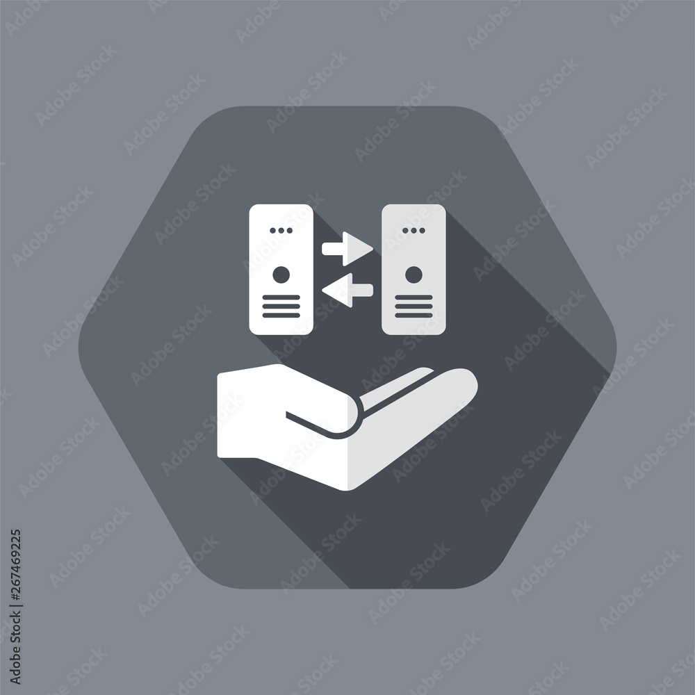 Poster service offer - computer synchronization - minimal icon