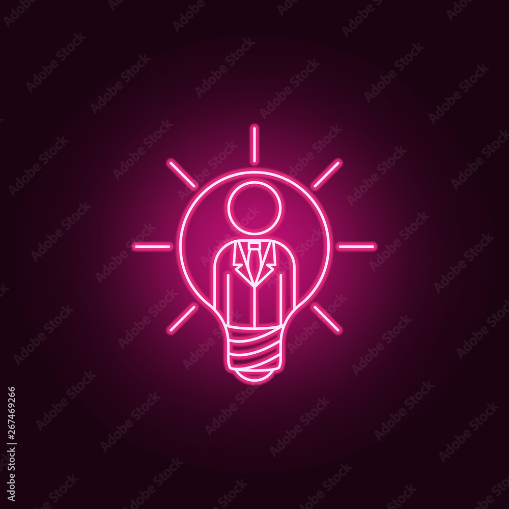 Aufkleber business man in a light bulb neon icon. elements of idea set. simple icon for websites, web design, 