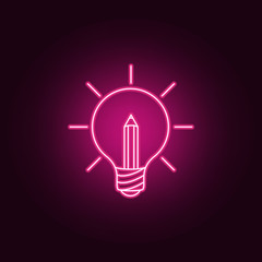 light bulb and pencil neon icon. Elements of Idea set. Simple icon for websites, web design, mobile app, info graphics