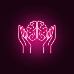 arms and brain neon icon. Elements of Idea set. Simple icon for websites, web design, mobile app, info graphics