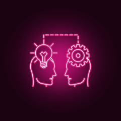 people in the head light bulb and gear neon icon. Elements of Idea set. Simple icon for websites, web design, mobile app, info graphics