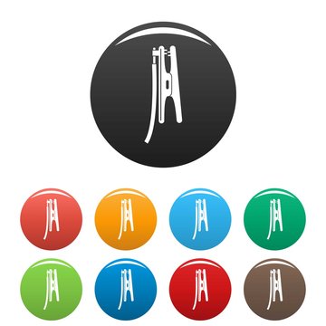 Welding clamp icons set 9 color vector isolated on white for any design