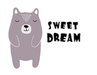 cute bear vector illustration print for kids t shirt,clothes,fabric,baby shower