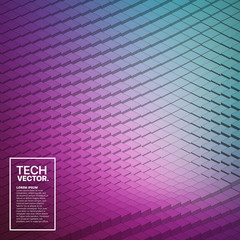 3D Technological Blocks Waveform Structure Retrowave Purple Abstract Vector Background. Isometric Technology Science Illustration