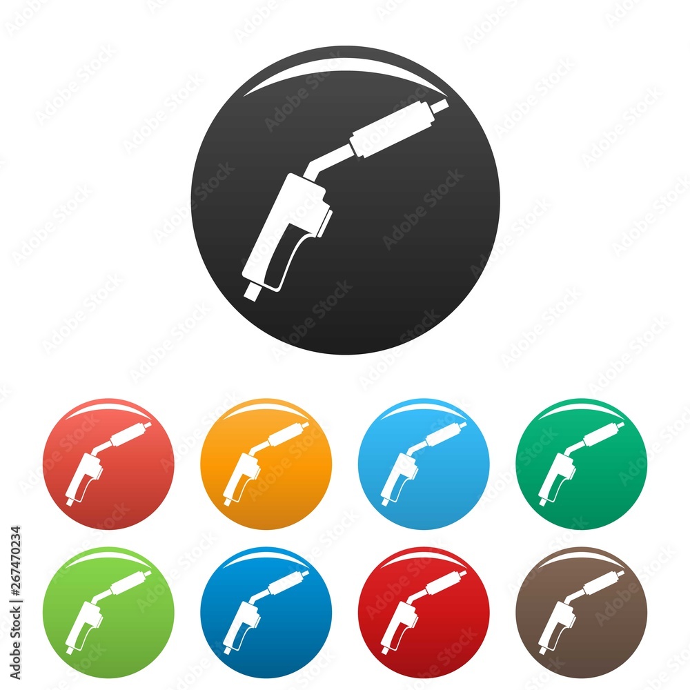 Poster gas welding tool icons set 9 color vector isolated on white for any design