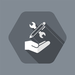 Wrench and pen - Design project icon