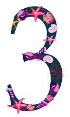 An element of the collection of original numbers, consisting of shells, corals and seahorses.