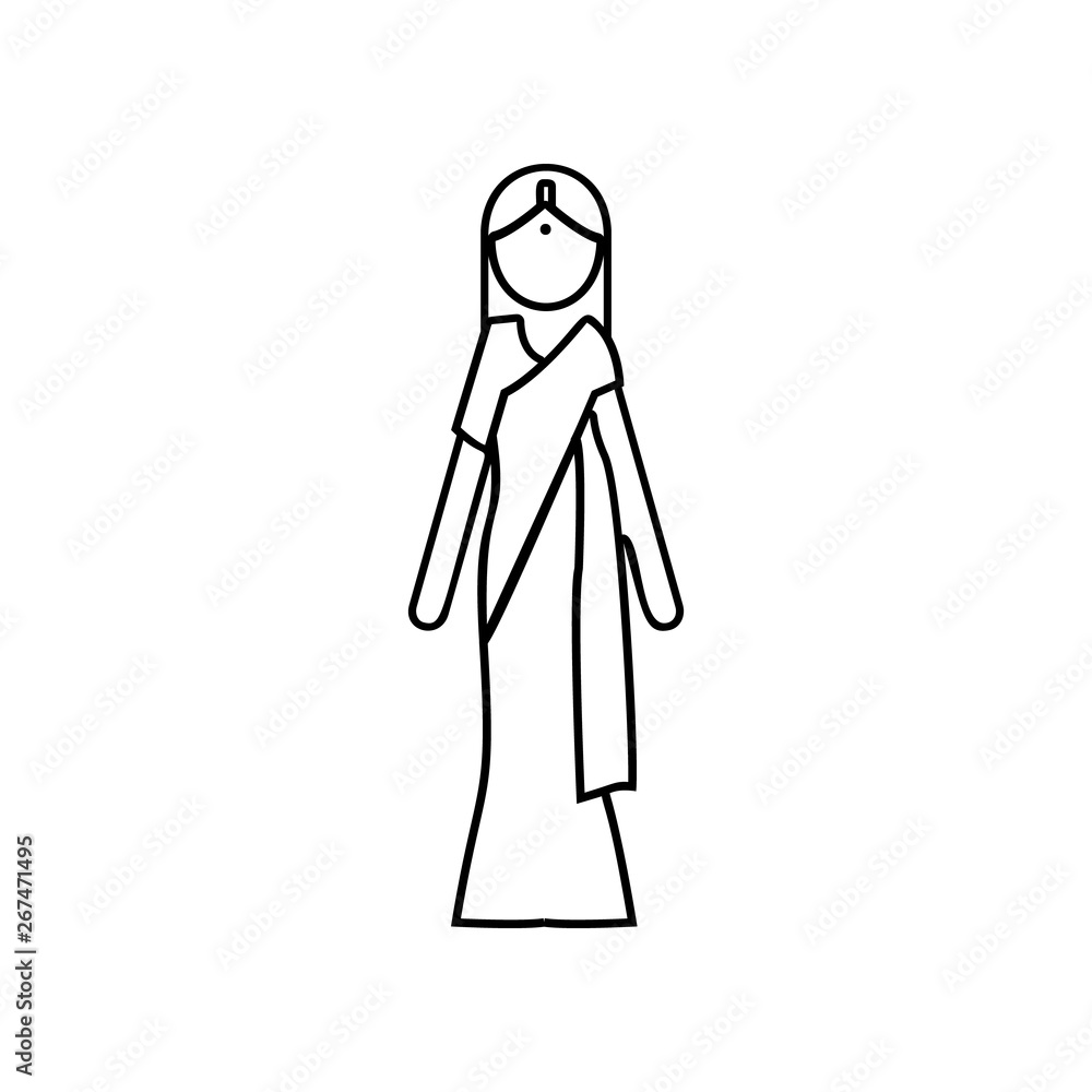 Poster a girl in a sari icon. element of india for mobile concept and web apps icon. outline, thin line ico