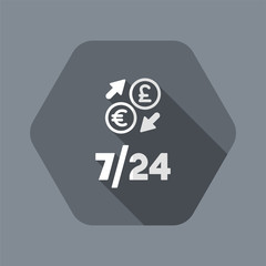 Foreign currency exchange 7/24 - Euro - sterling - Vector web icon