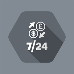 Foreign currency exchange 7/24 - Dollar - sterling - Vector web icon