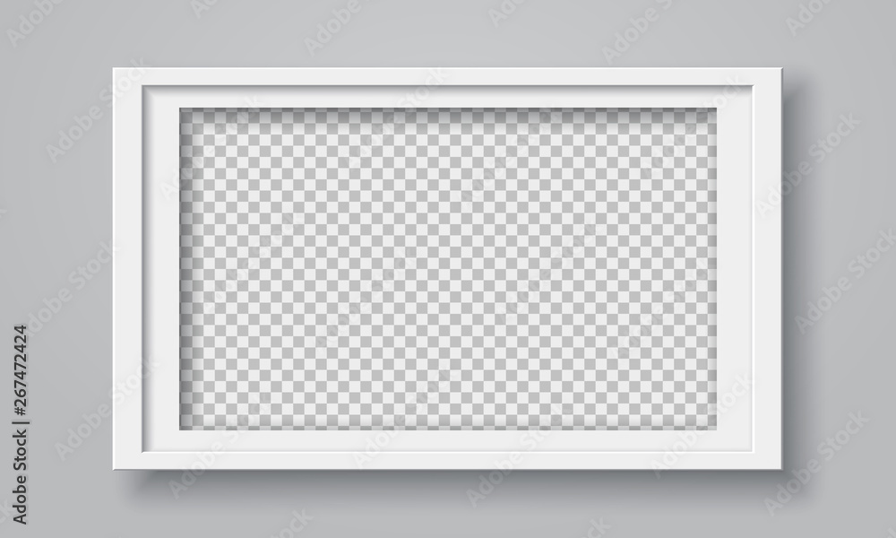 Aufkleber white rectangular paper or plastic frame with soft shadow for text or picture is on squared black ba