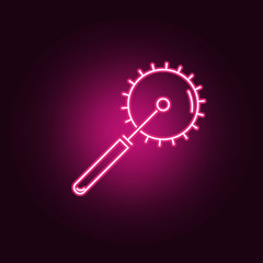 Pizza cutter neon icon. Elements of Kitchen set. Simple icon for websites, web design, mobile app, info graphics