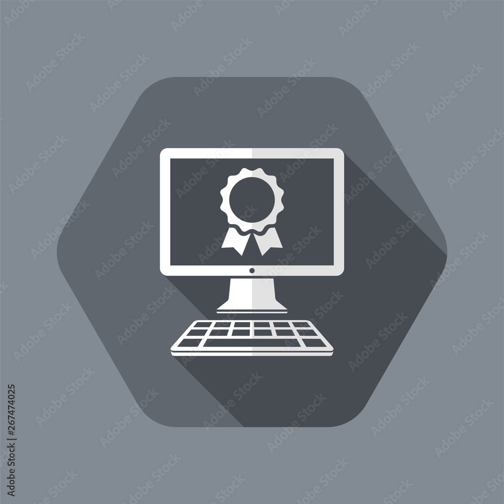 Poster top quality computer or application - vector flat icon